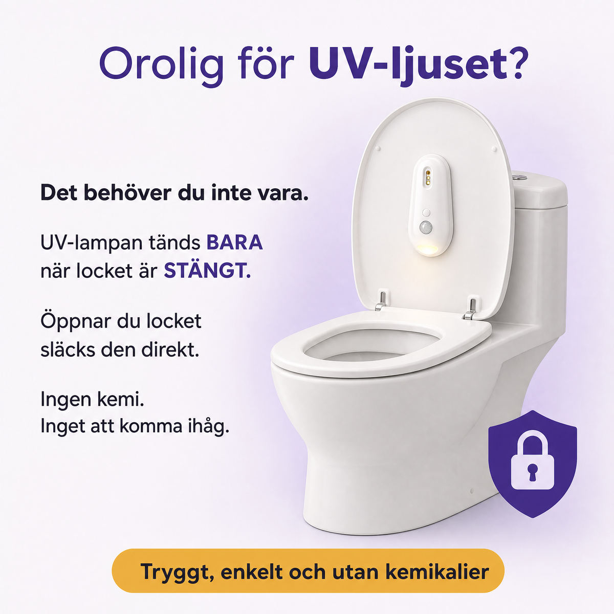 Toalettlampa 2-i-1: nattljus & UV-C-hygien